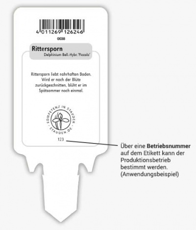 Etikett mit Betriebsnummer